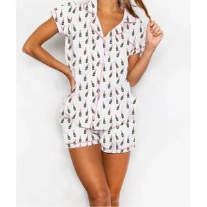 Champagne Bottle Print Women's Pajama Set